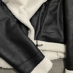 Leather fur jacket y2k